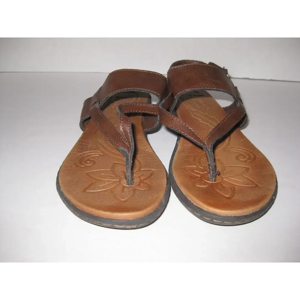 Born Concept Sandals Women’s 7 M Thong Slingback Flats Brown‎ Faux Leather